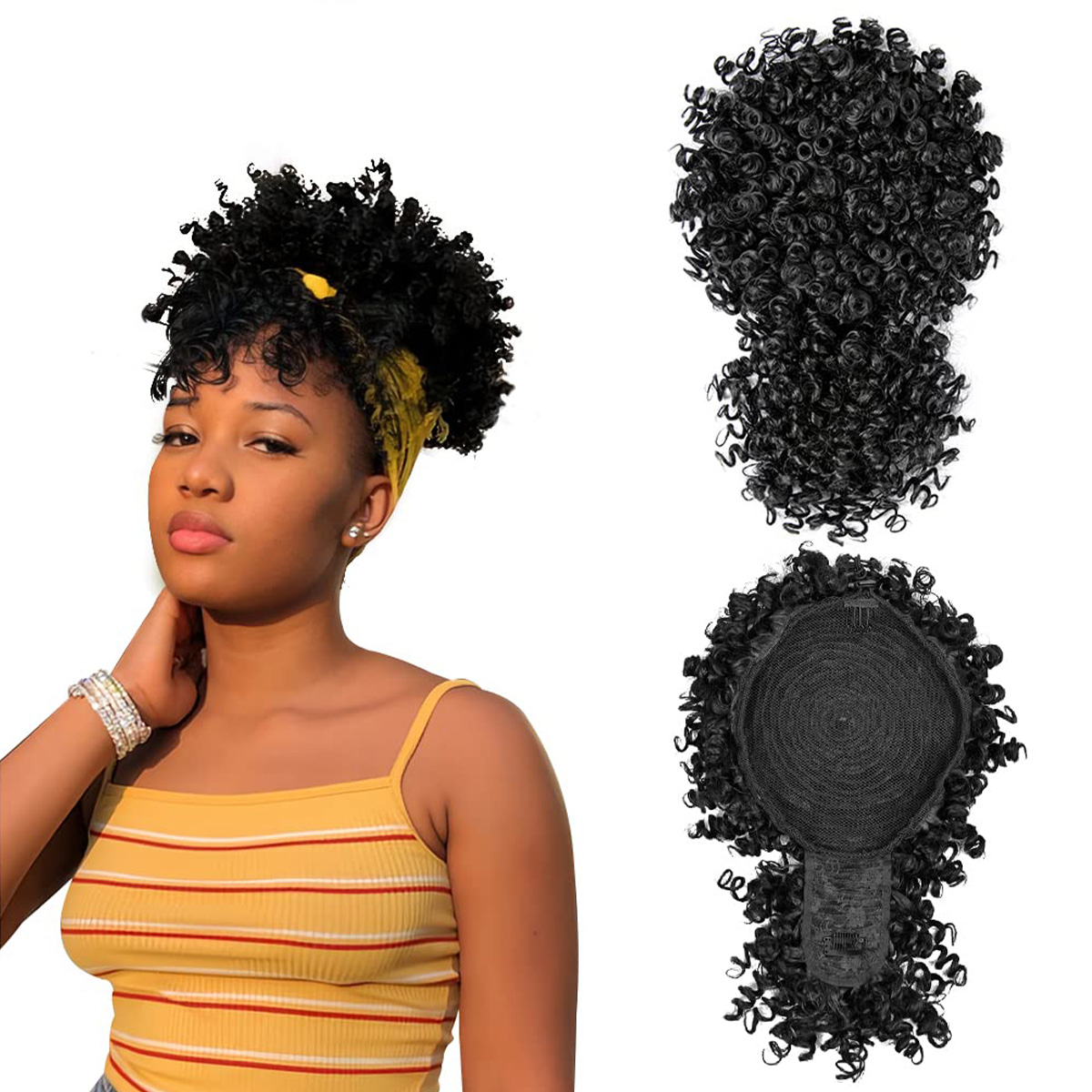 Drawstring Afro Curly Puff Ponytail - Queue de cheval synthétique Afro Puff