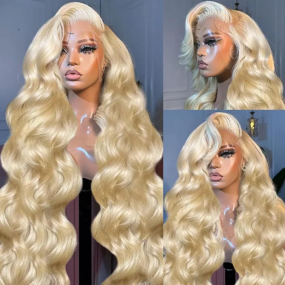 613 Blonde Body Wave Lace Front Wig - # Perruques en cheveux naturels 613,