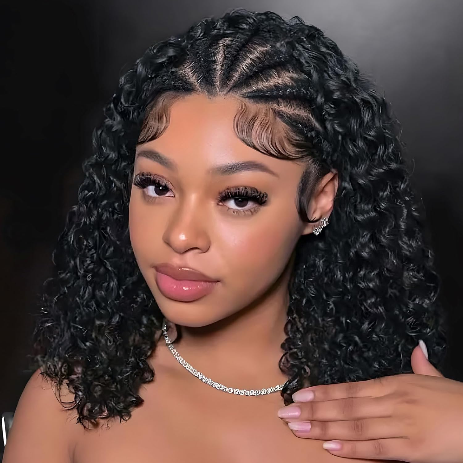 Glueless Wear And Go Human Hair Wig - Perruque Bob tressée style cornrow, cheveux