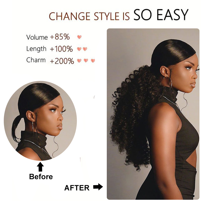 Longue bouclée cordon queue de - Drawstring Afro Curly Puff Ponytail avis et prix