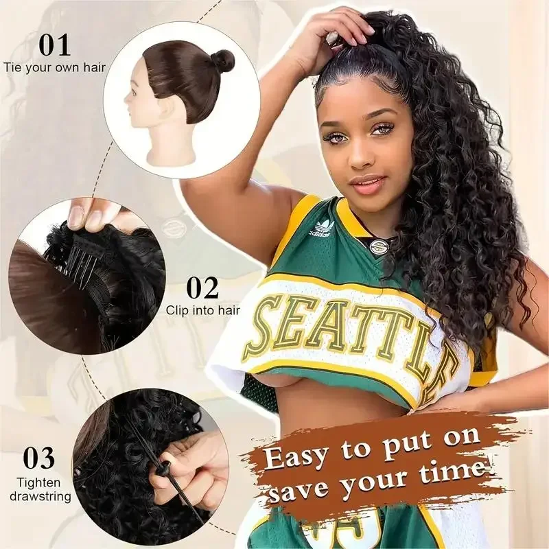 Queue de cheval afro bouclée,  - Drawstring Afro Curly Puff Ponytail avis et prix