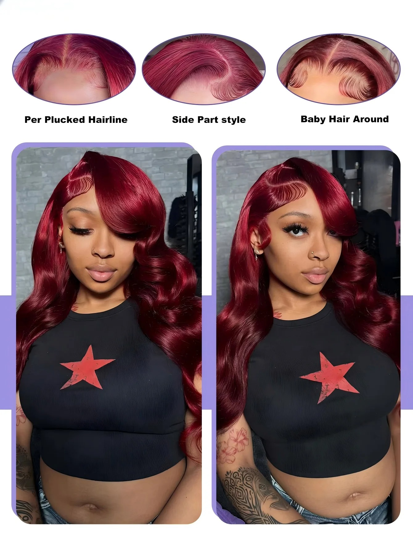 Perruque frontale en dentelle  - Hd Lace Frontal Wig Human Hair Pre Plucked avis et prix