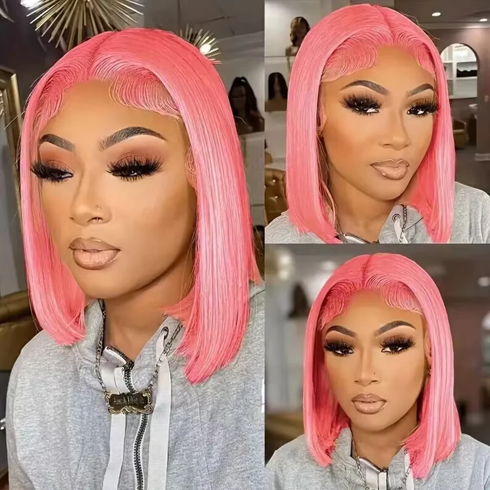 Perruque courte rose de 10 pou - Pre Parted 13X4 Lace Front Bob Wig avis et prix